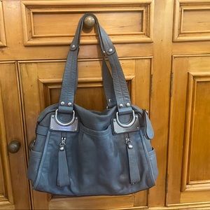 Makowsky leather handbag in grey (looks new)